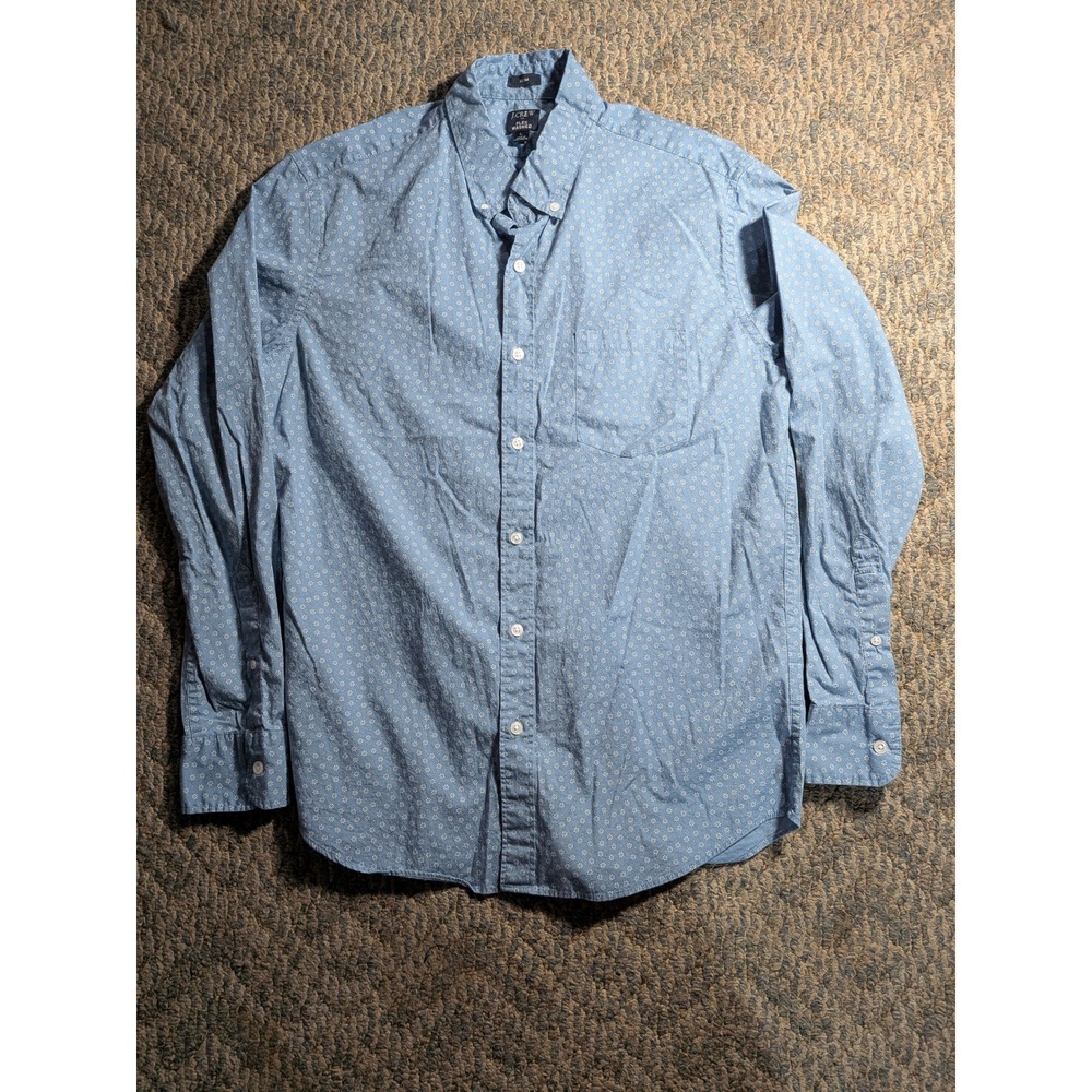 J.Crew Flex Washed Slim Fit Button Down Shirt Mens L Blue Floral AP572